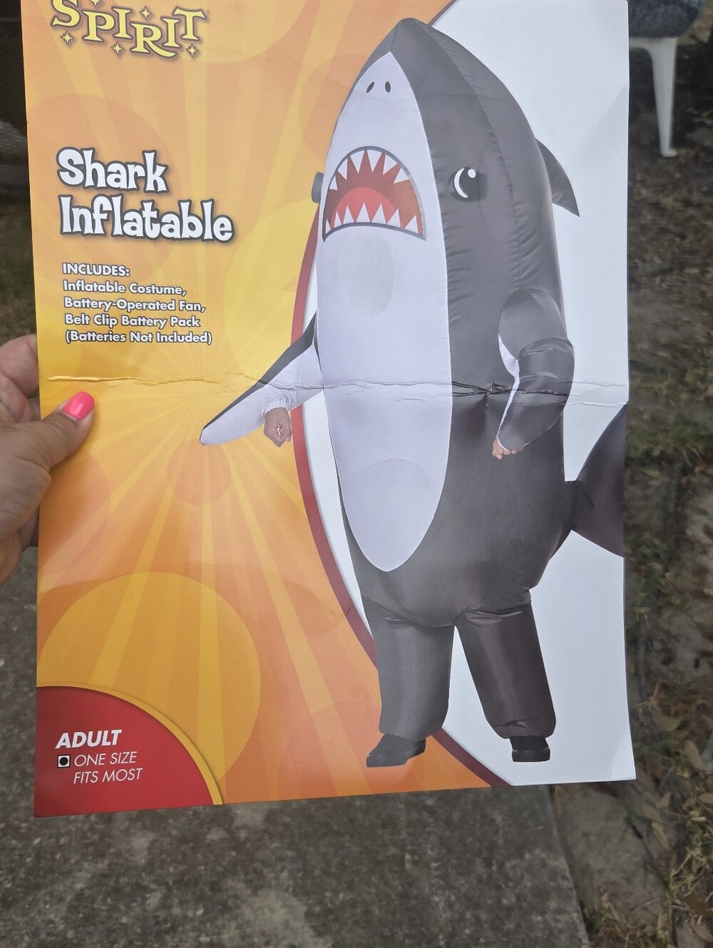 Spirit Inflatable Shark Costume - Black/White/Red Mouth